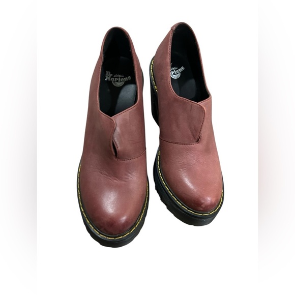 Dr Martens Burgundy Leather Cordelia slip-on-lug Sole heeled ankle Boot size 6 - Picture 3 of 9